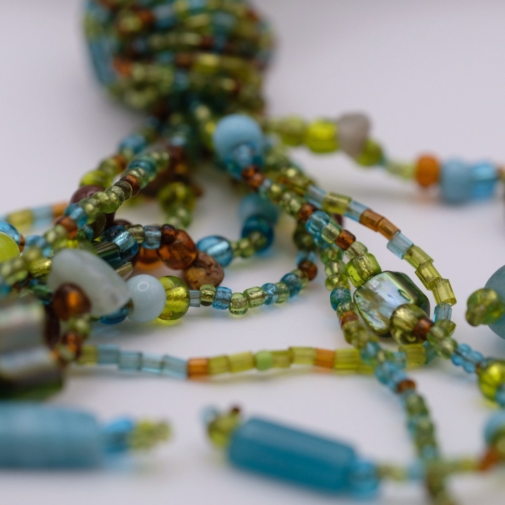 Artisan multi strand tassel necklace Shades of the ocean beads Mermaidcore - Picture 11 of 15
